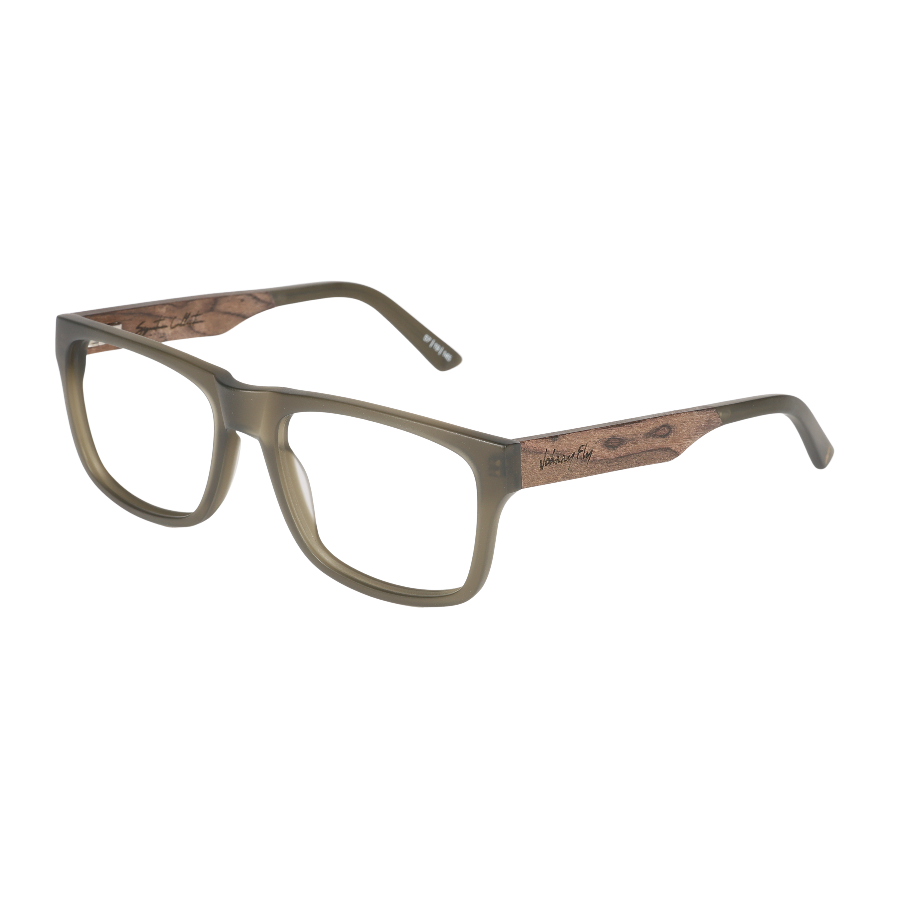 7Thirty7 737 SANDED OLIVE square large fit wide Eyeglasses Prescription by Johnny Fly | Handcrafted with Acetate and Wood #color_sanded-olive