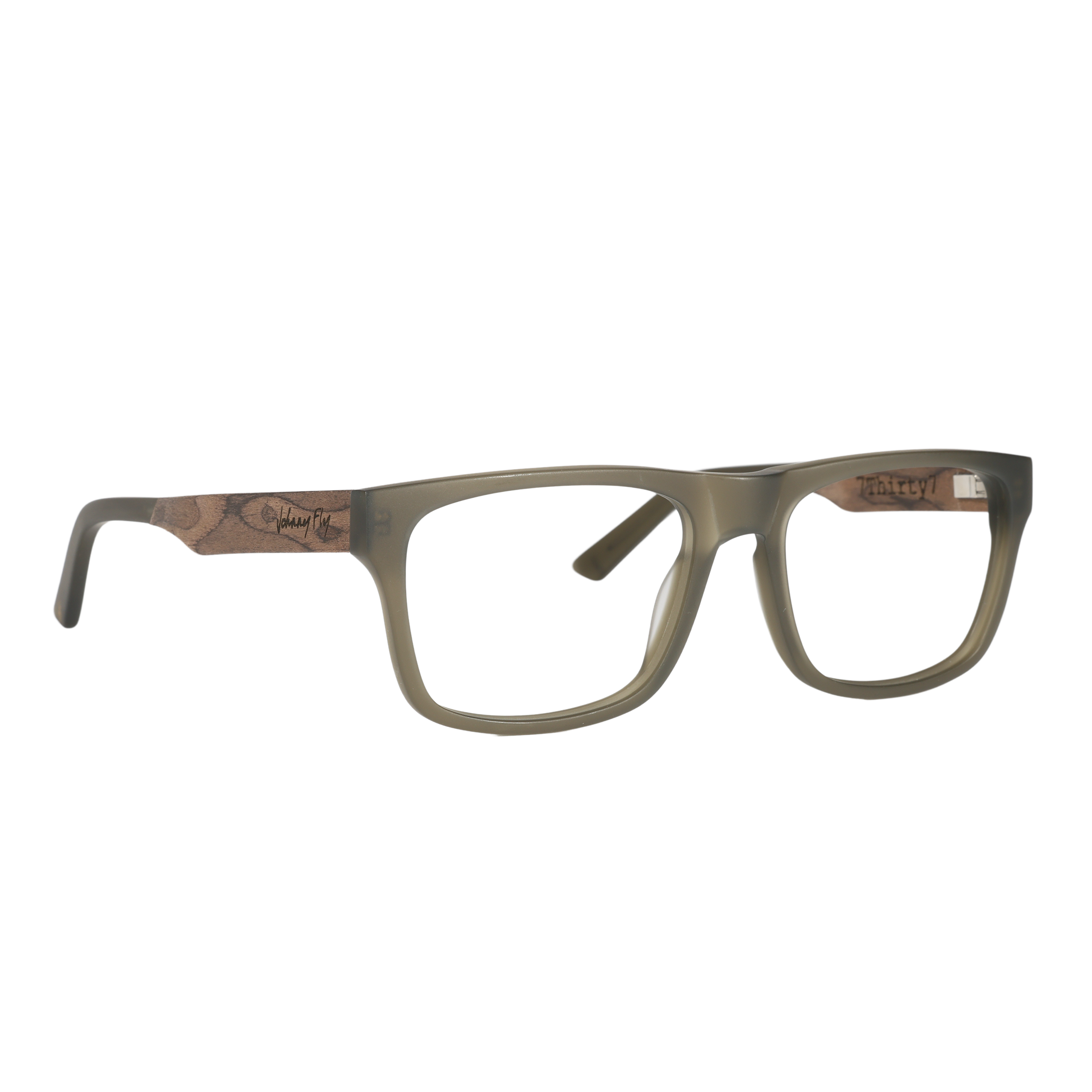 7Thirty7 737 SANDED OLIVE square large fit wide Eyeglasses Prescription by Johnny Fly | Handcrafted with Acetate and Wood #color_sanded-olive