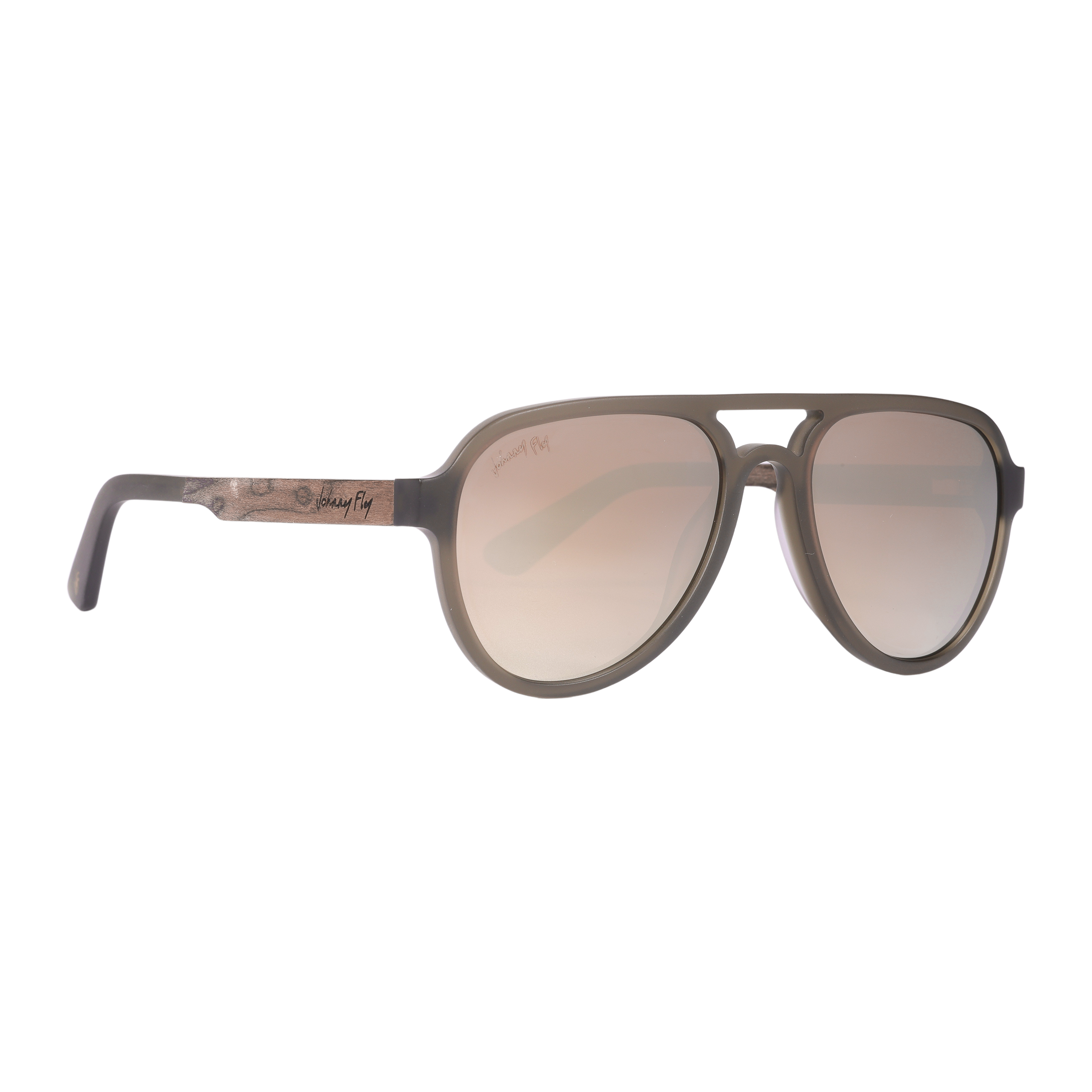 Apache SANDED OLIVE Retro Aviator Gold Mirror Polarized Sunglasses by Johnny Fly | Handcrafted with Acetate and Wood  #color_sanded-olive