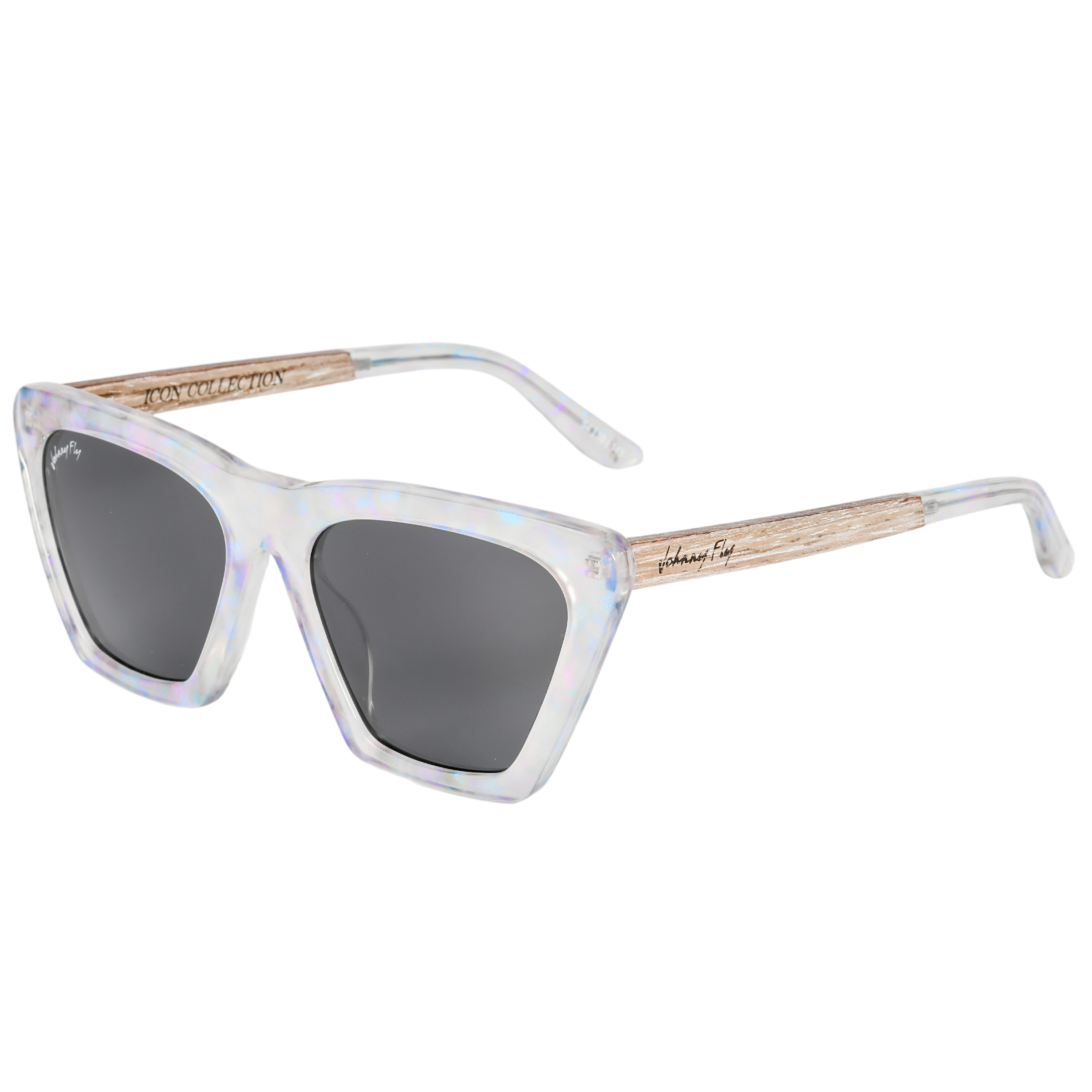 FIGURE - Unicorn Holographic Polarized wooden / acetate Sunglasses - Johnny Fly Eyewear | #color_unicorn