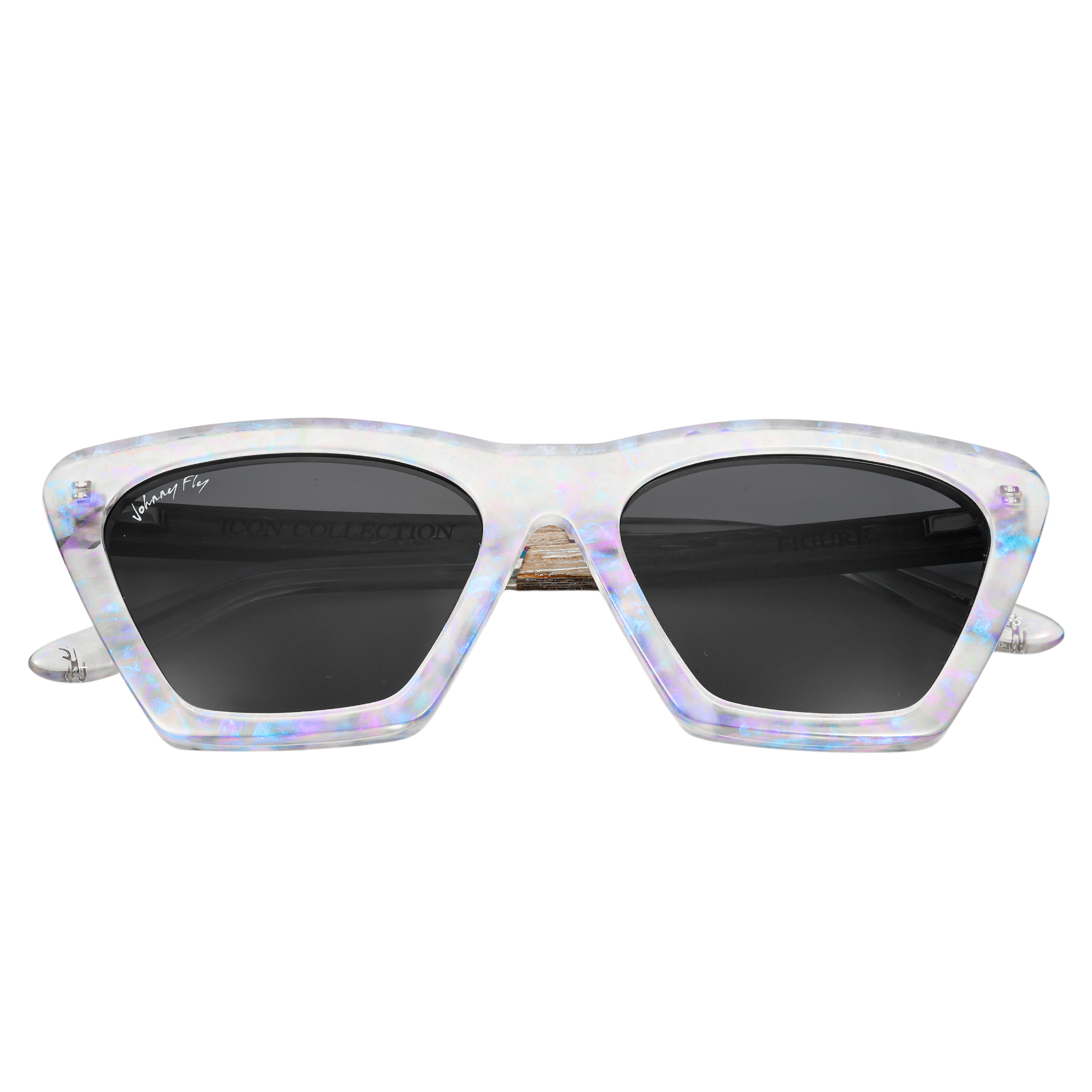 FIGURE - Unicorn Holographic Polarized wooden / acetate Sunglasses - Johnny Fly Eyewear | #color_unicorn