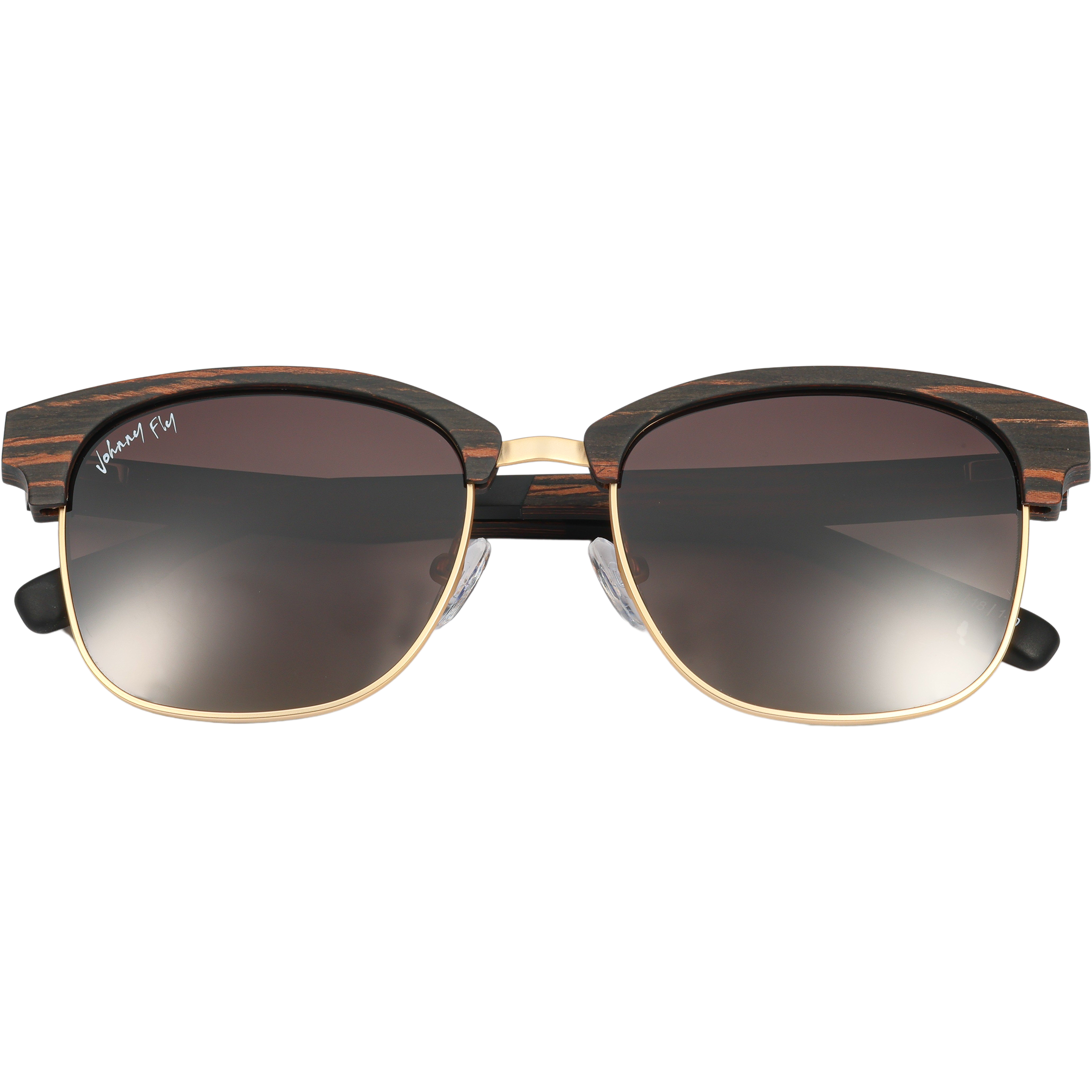 Hughes Polarized Sunglasses - Gold / Wood Club Master Style - Johnny Fly | #color_gold