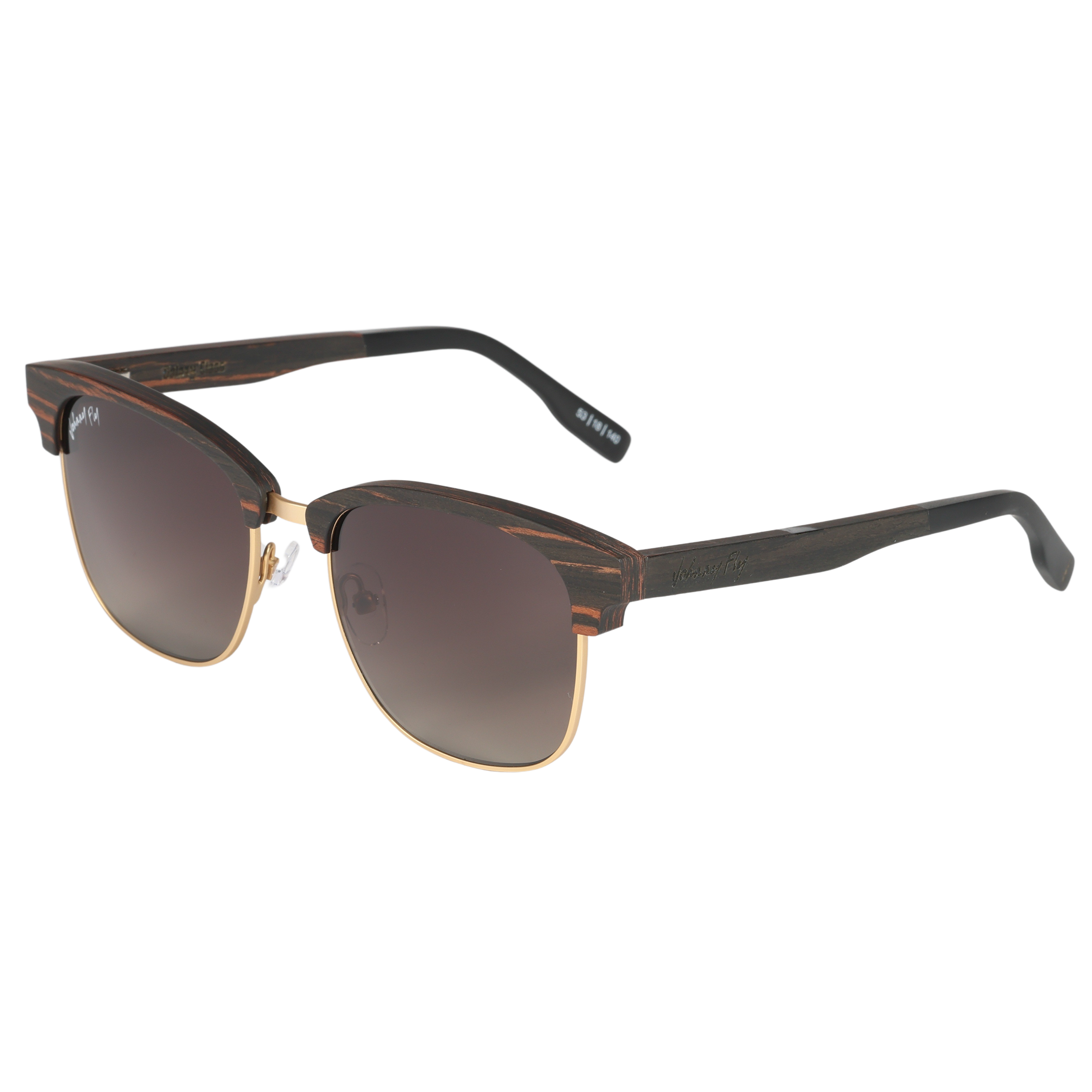 Hughes Polarized Sunglasses - Gold / Wood Club Master Style - Johnny Fly | #color_gold