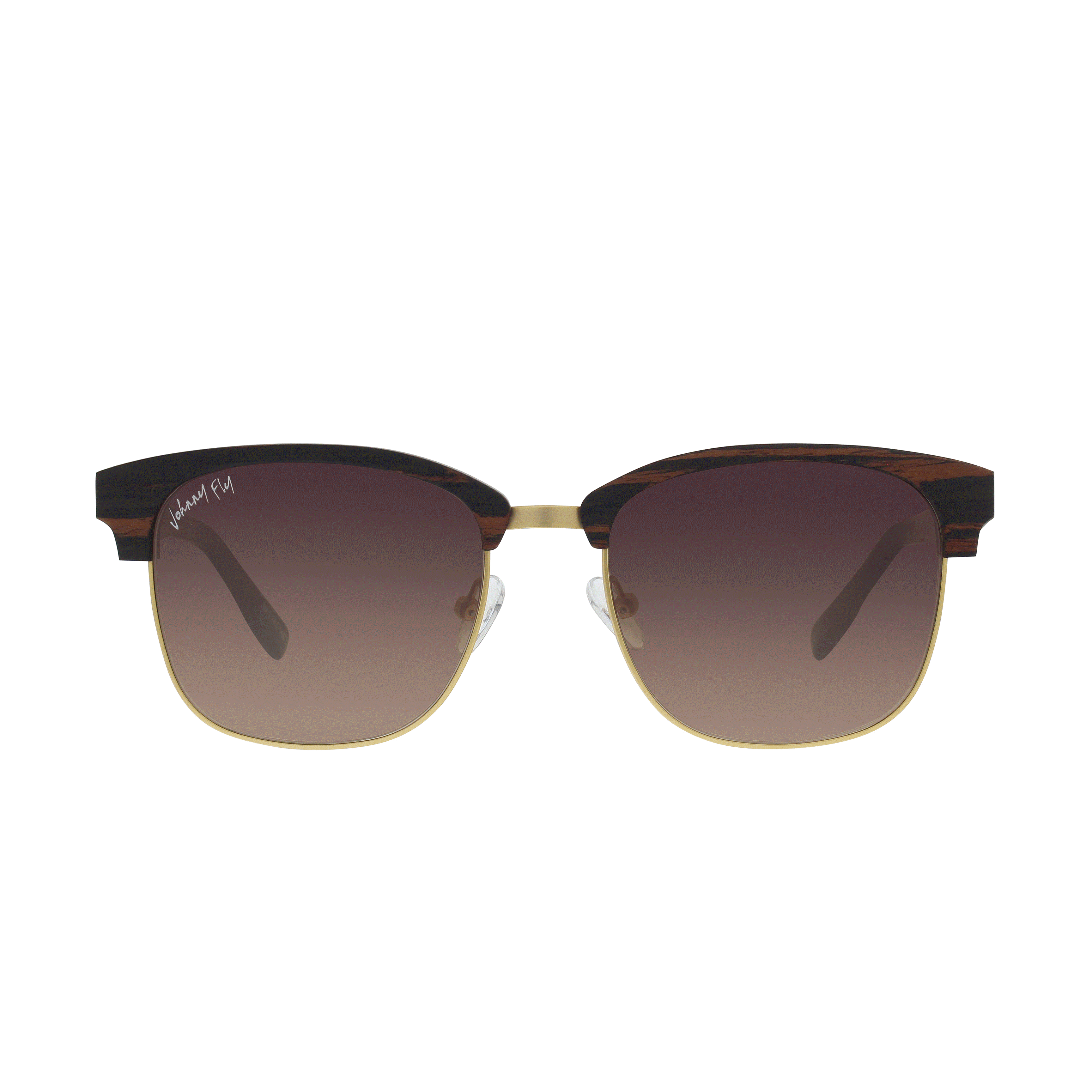 Hughes Polarized Sunglasses - Gold / Wood Club Master Style - Johnny Fly | #color_gold