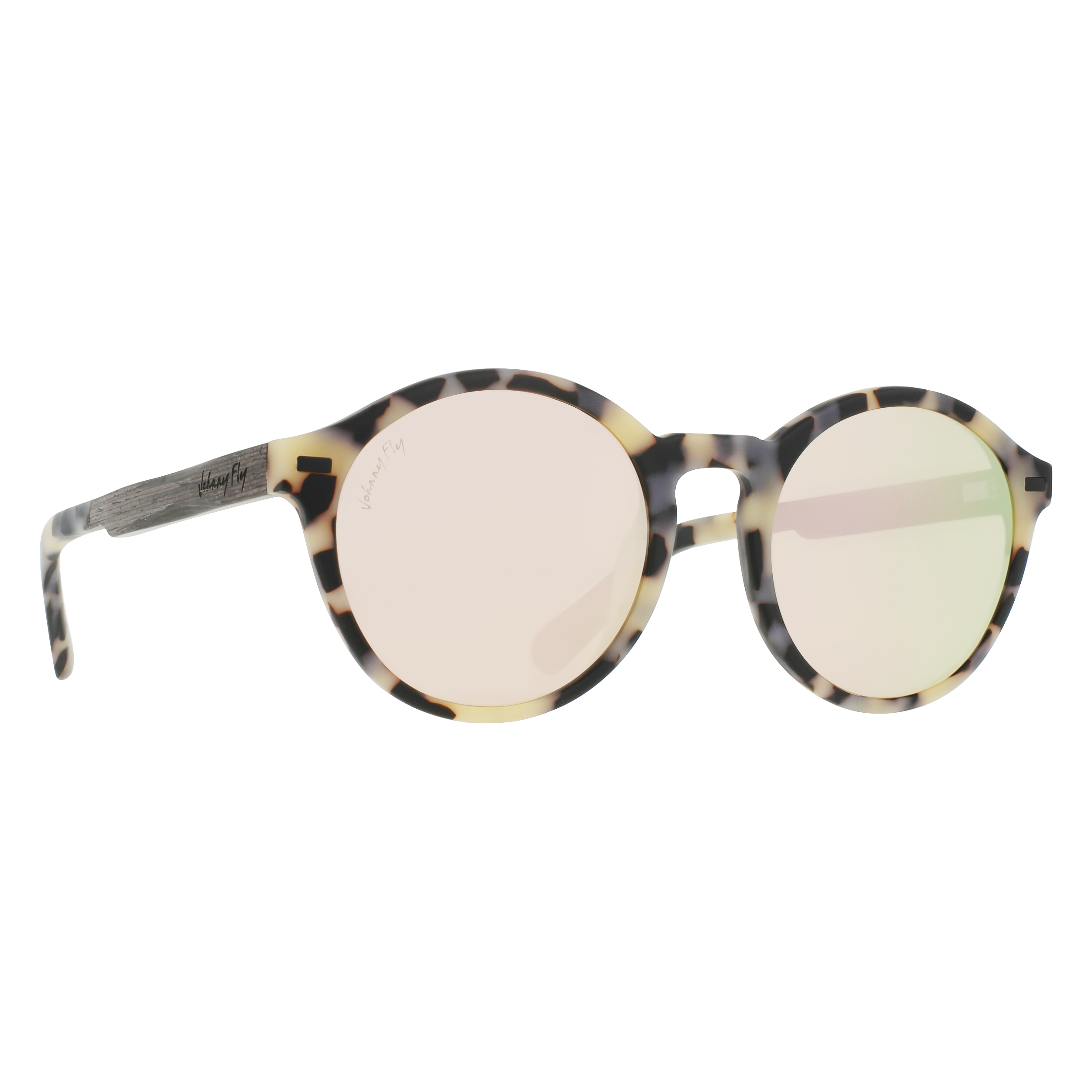 UFO Sunglasses Frame - Matte White Tortoise- Johnny Fly | UFO-MWHTRT-POL-RSGLD | | 