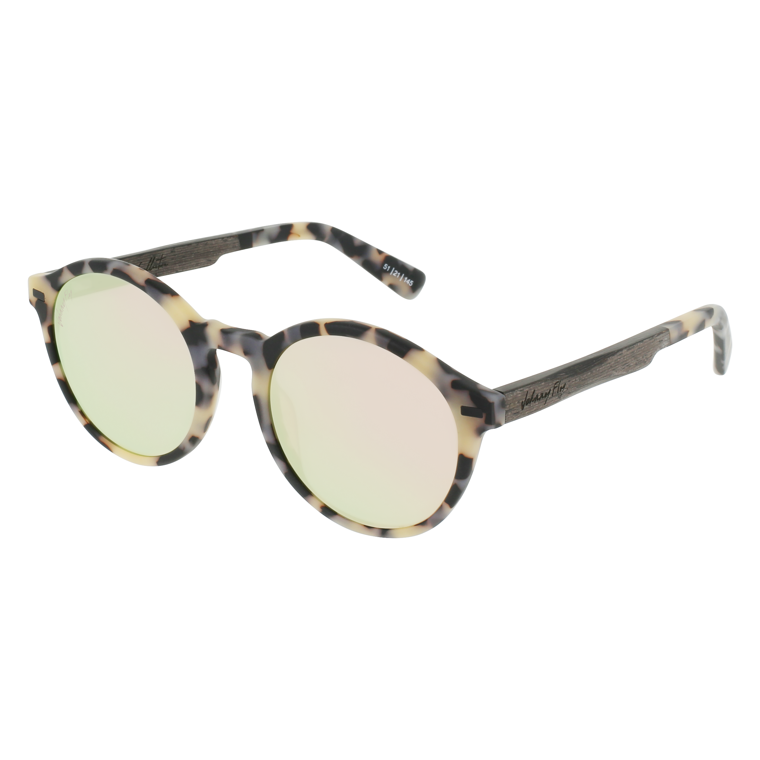 UFO Sunglasses Frame - Matte White Tortoise- Johnny Fly | UFO-MWHTRT-POL-RSGLD | | 