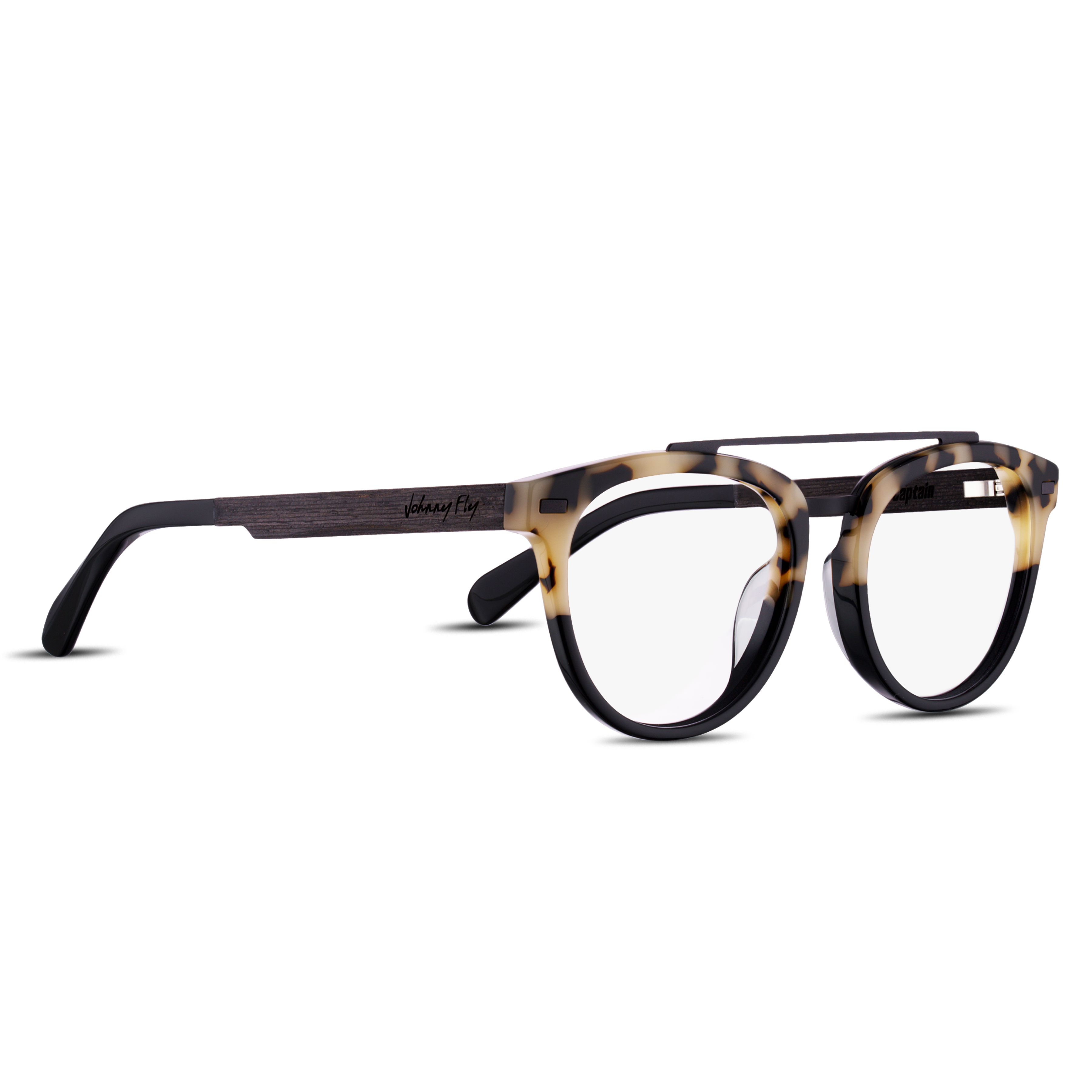 CAPTAIN Frame - Split White Tortoise - Eyeglasses Frame - Johnny Fly Eyewear #color_split-white-tortoise