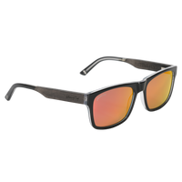 Johnny Fly 7Thirty7 Black Crystal wood and acetate sunglasses with Crimson Flash Polarized lenses, right corner view