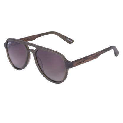 Apache SANDED OLIVE Retro Aviator Polarized Sunglasses by Johnny Fly | Handcrafted with Acetate and Wood  #color_sanded-olive