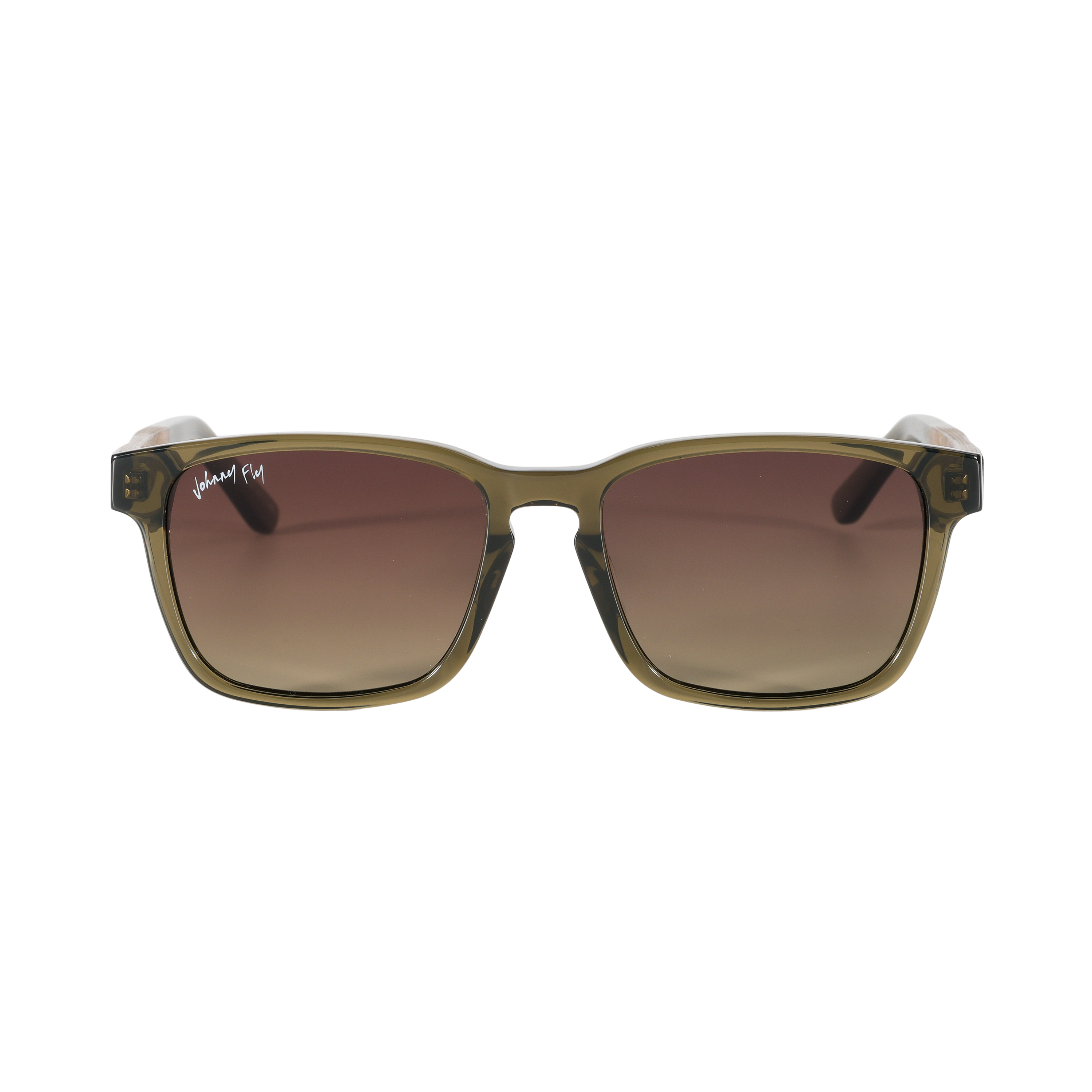 Branch Wooden Polarized Sunglasses by Johnny Fly Front Angle - Olive
 #color_olive