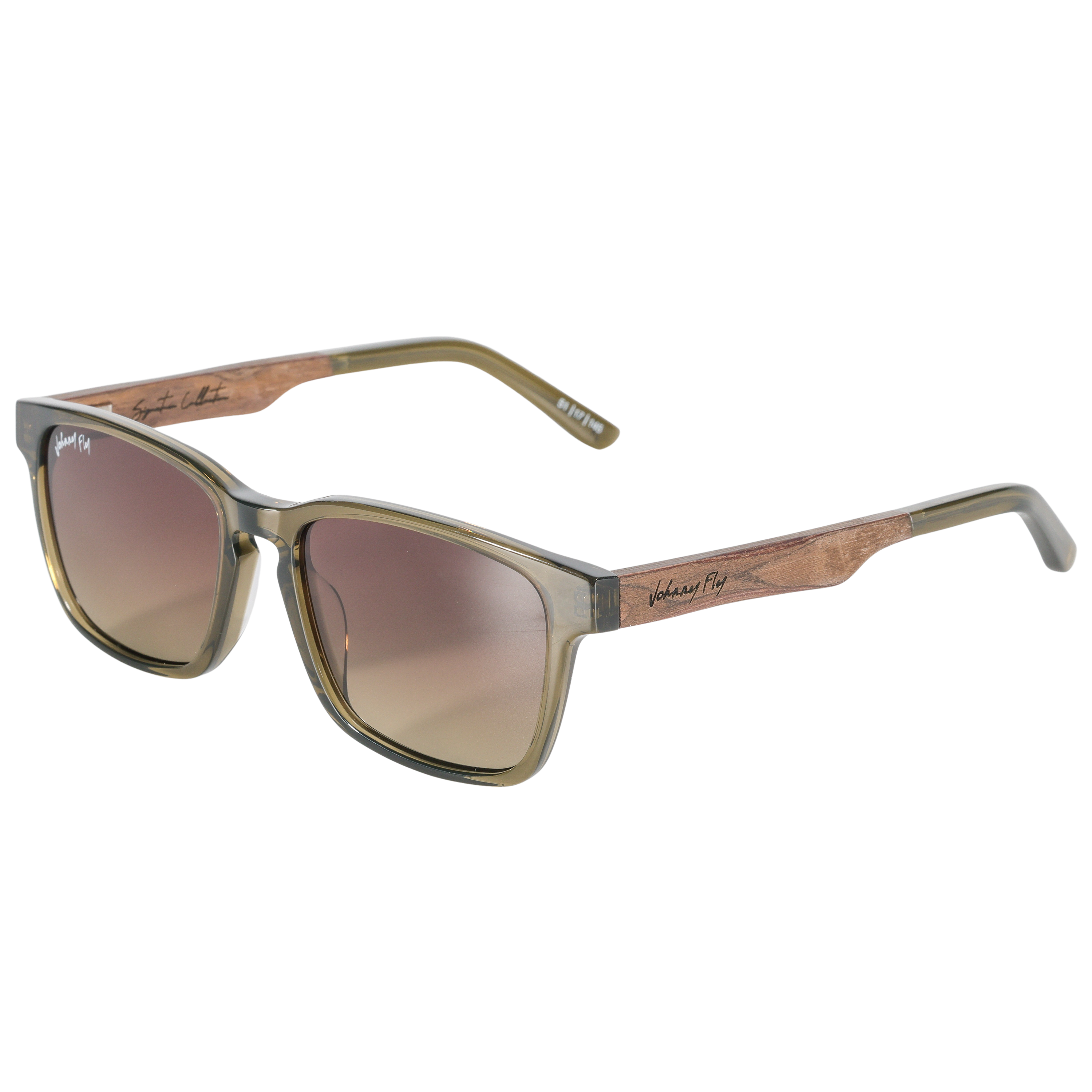 Branch Wooden Polarized Sunglasses by Johnny Fly -Right Angle - Olive
 #color_olive