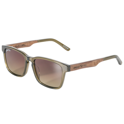 Branch Wooden Polarized Sunglasses by Johnny Fly -Right Angle - Olive
 