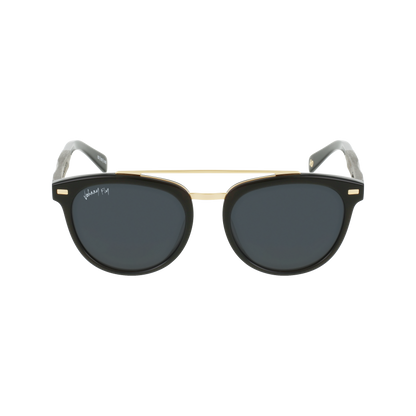 Captain Anniversary Edition Crossbar Aviator Polarized Sunglasses by Johnny Fly | Handcrafted with Acetate and Wood  #color_black-pearl-anniversary-edition