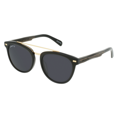 Captain Anniversary Edition Crossbar Aviator Polarized Sunglasses by Johnny Fly | Handcrafted with Acetate and Wood  #color_black-pearl-anniversary-edition