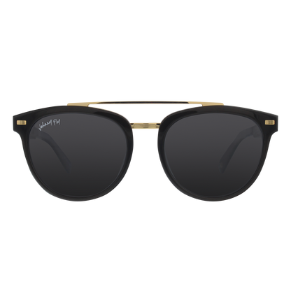 Captain Anniversary Edition Crossbar Aviator Polarized Sunglasses by Johnny Fly | Handcrafted with Acetate and Wood  #color_black-pearl-anniversary-edition