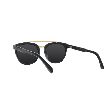 Captain Anniversary Edition Crossbar Aviator Polarized Sunglasses by Johnny Fly | Handcrafted with Acetate and Wood  #color_black-pearl-anniversary-edition