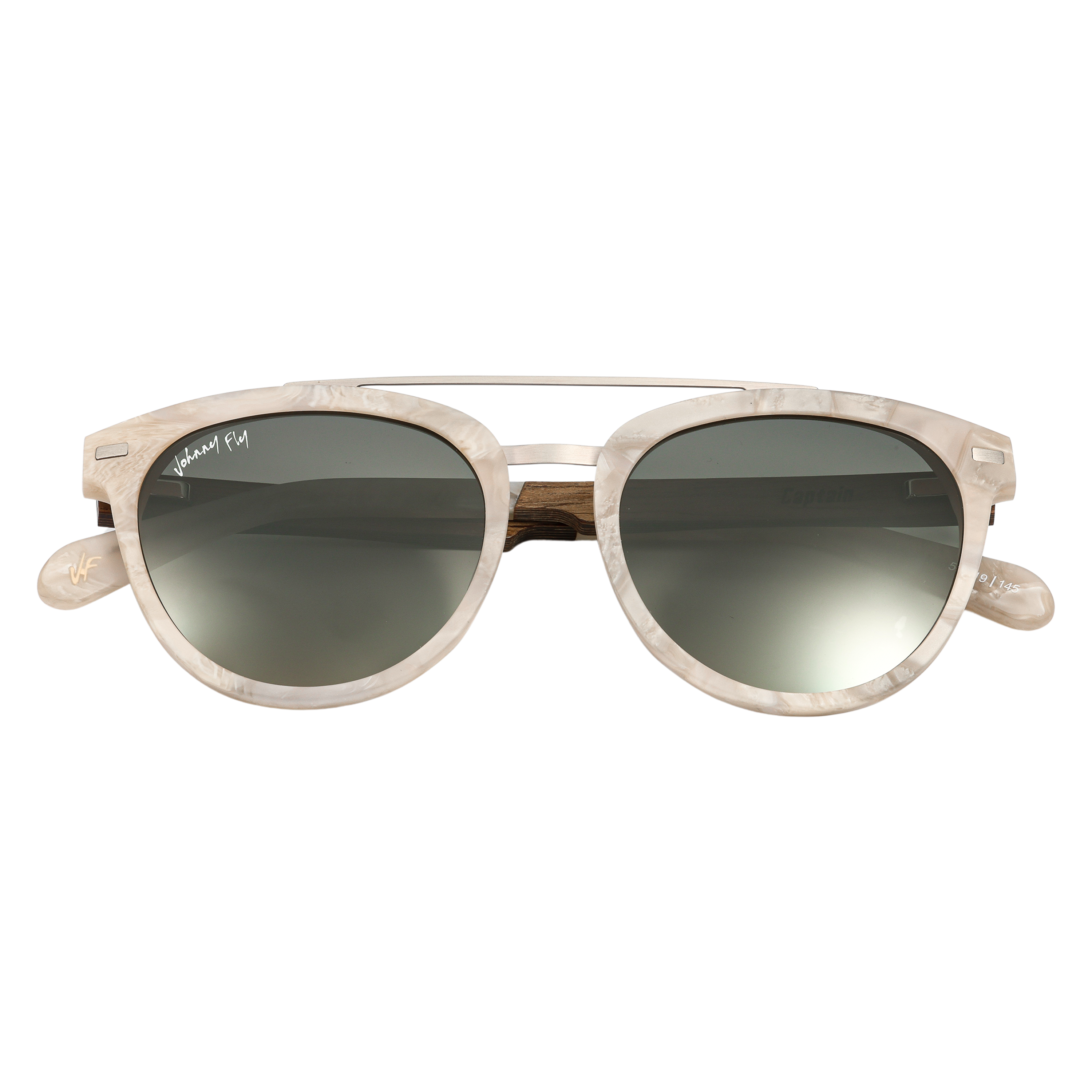 Captain METEOR Crossbar Aviator Polarized Sunglasses by Johnny Fly | Handcrafted with Acetate and Wood 
