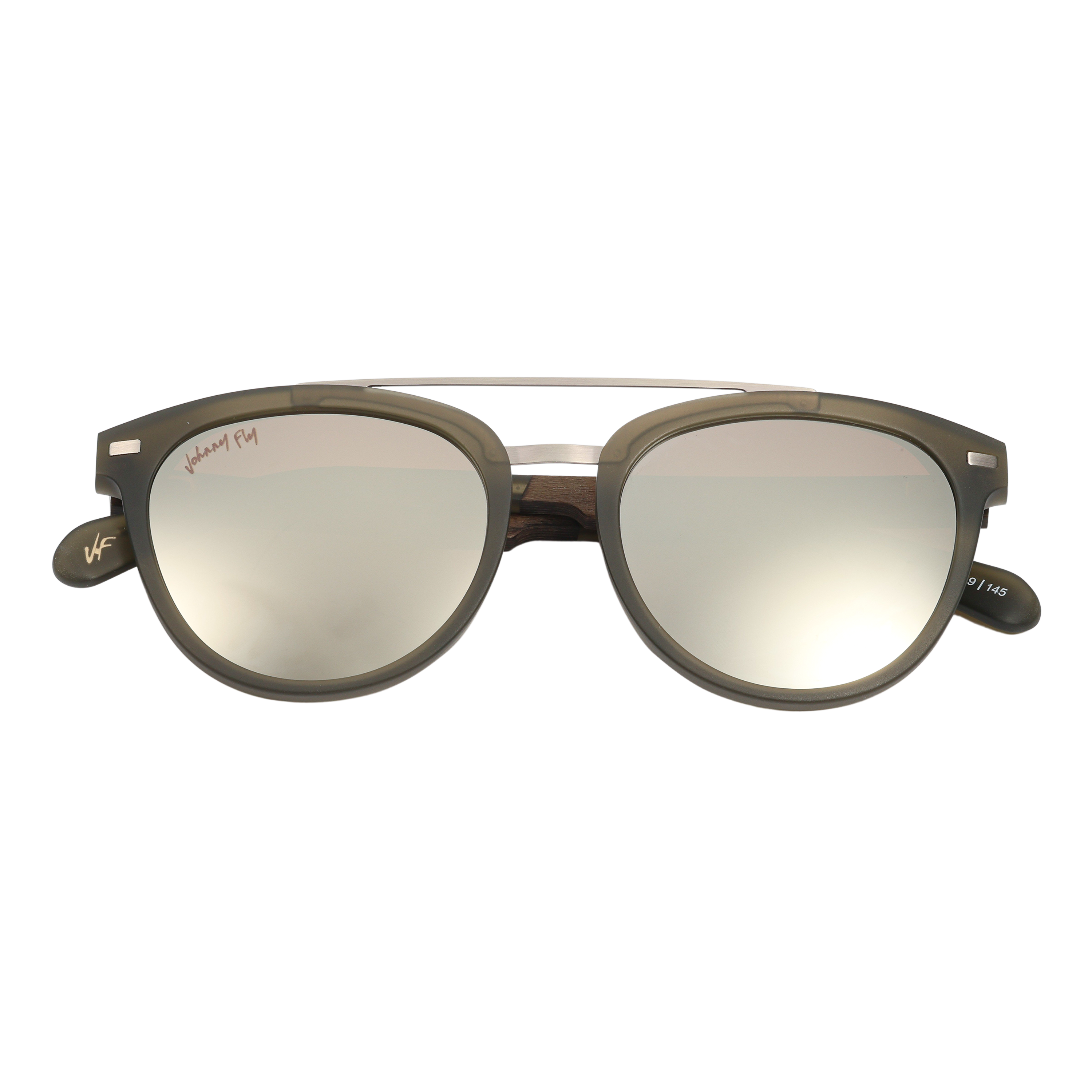 Captain SANDED OLIVE Crossbar Aviator mirror Polarized Sunglasses by Johnny Fly | Handcrafted with Acetate and Wood  