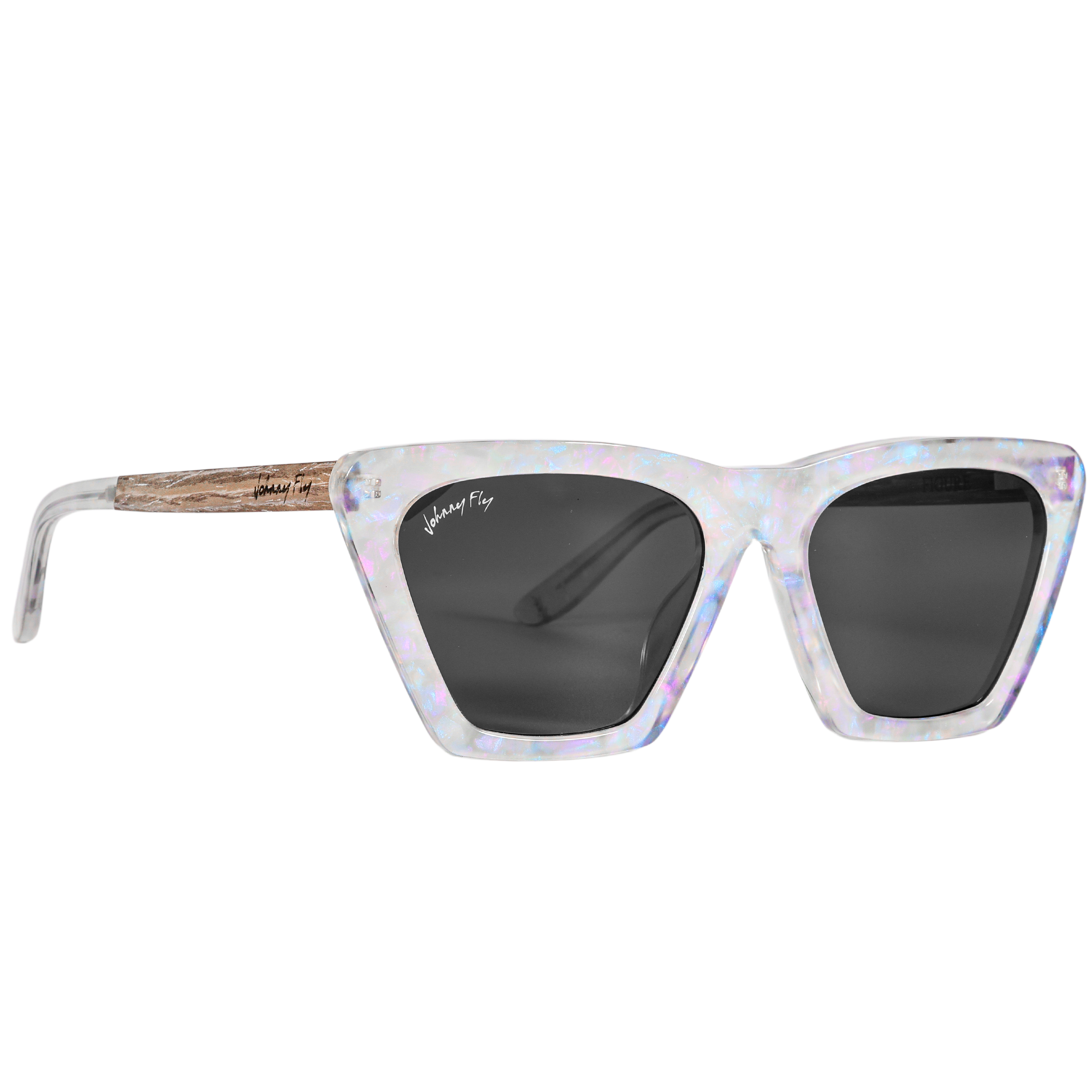 FIGURE - Unicorn Holographic Polarized wooden / acetate Sunglasses - Johnny Fly Eyewear | #color_unicorn