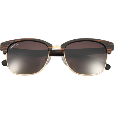 Hughes Polarized Sunglasses - Gold / Wood Club Master Style - Johnny Fly | #color_gold
