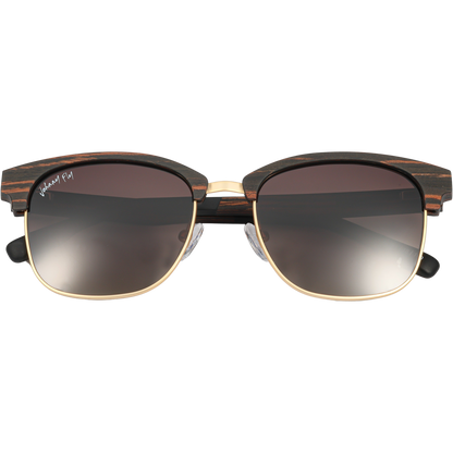 Hughes Polarized Sunglasses - Gold / Wood Club Master Style - Johnny Fly | 