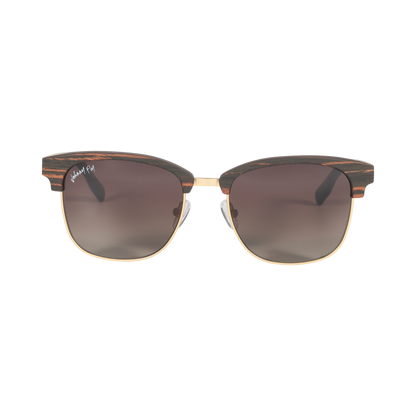 Hughes Polarized Sunglasses - Gold / Wood Club Master Style - Johnny Fly | 