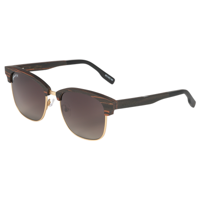 Hughes Polarized Sunglasses - Gold / Wood Club Master Style - Johnny Fly | #color_gold