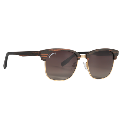 Hughes Polarized Sunglasses - Gold / Wood Club Master Style - Johnny Fly | 