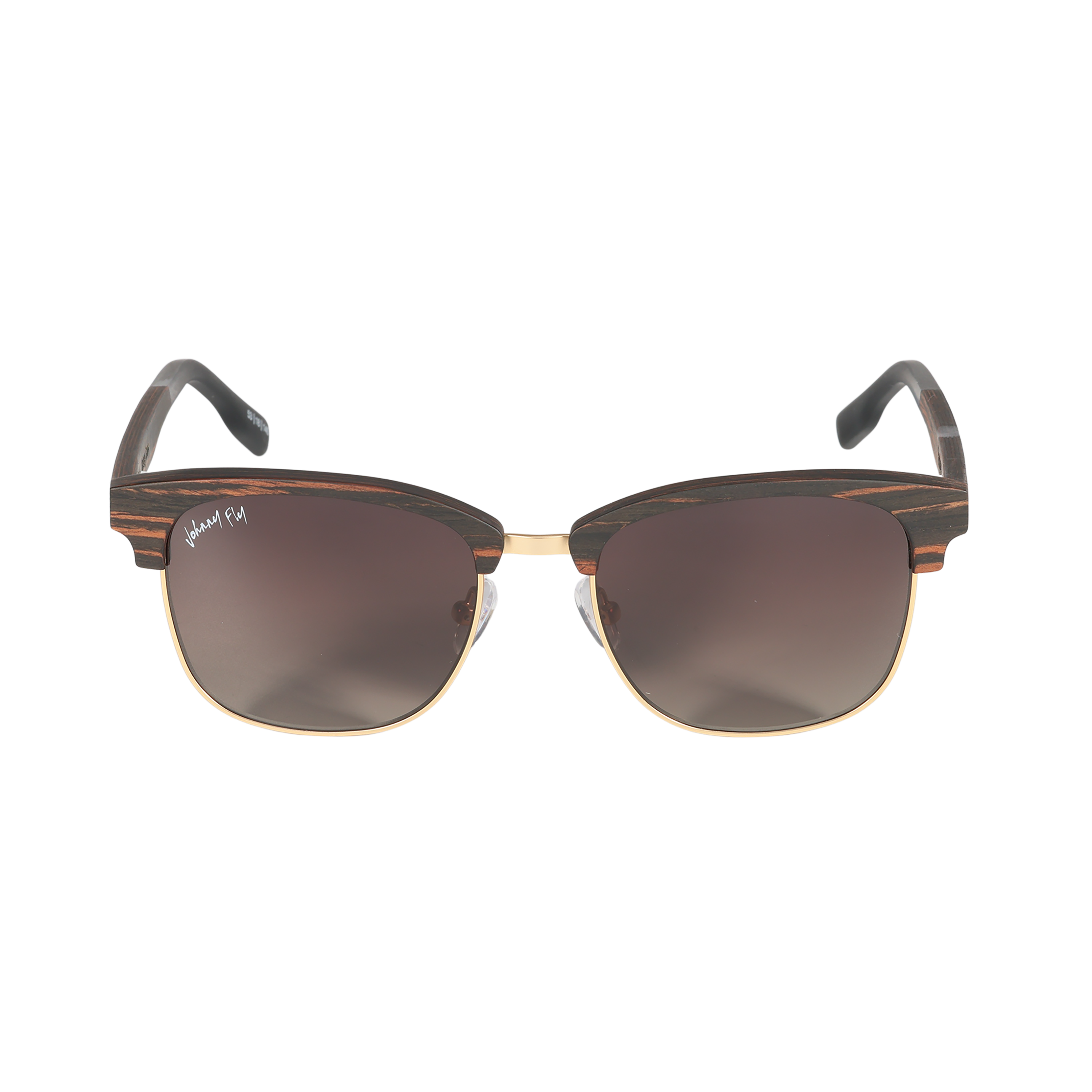 Hughes Polarized Sunglasses - Gold / Wood Club Master Style - Johnny Fly | #color_gold
