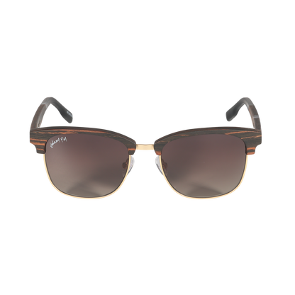 Hughes Polarized Sunglasses - Gold / Wood Club Master Style - Johnny Fly | 