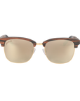 Hughes Mirrored Polarized Sunglasses - Gold / Wood Club Master Style - Johnny Fly | 