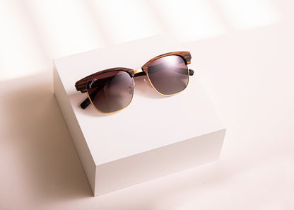 Hughes Polarized Sunglasses - Gold / Wood Club Master Style - Johnny Fly | 