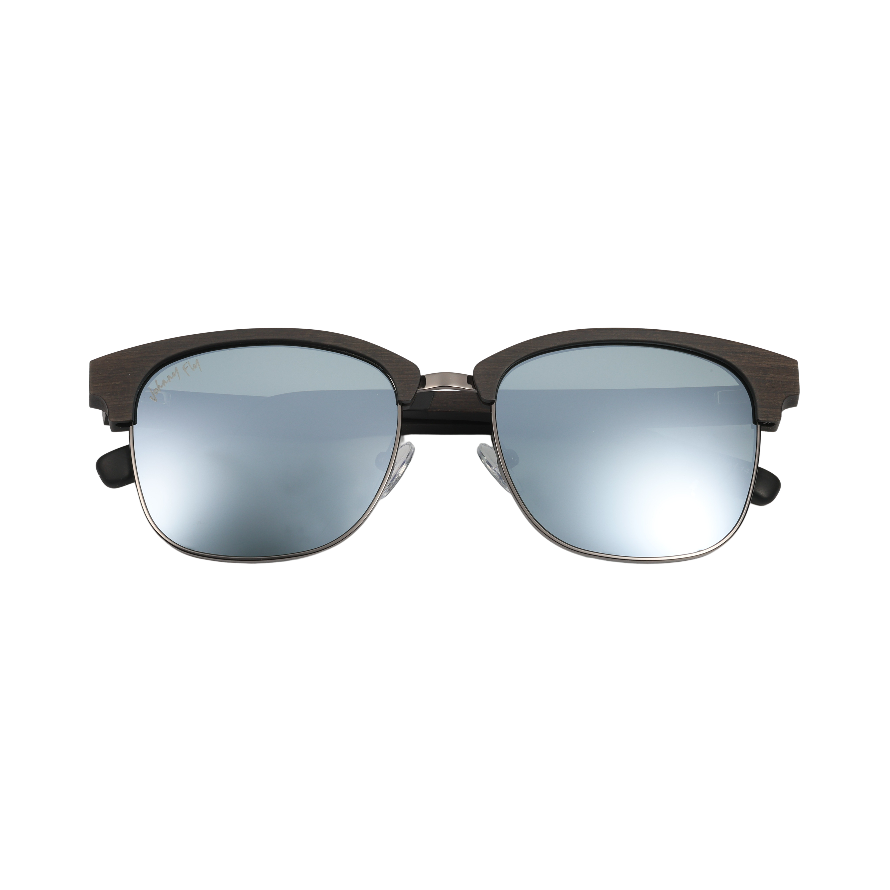 Hughes Mirrored Polarized Sunglasses - Gunmetal / Wood Club Master Style - Johnny Fly | #color_gunmetal