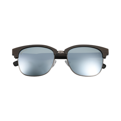 Hughes Mirrored Polarized Sunglasses - Gunmetal / Wood Club Master Style - Johnny Fly | 