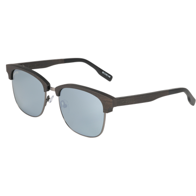 Hughes Mirrored Polarized Sunglasses - Gunmetal / Wood Club Master Style - Johnny Fly | #color_gunmetal