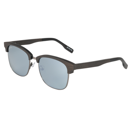 Hughes Mirrored Polarized Sunglasses - Gunmetal / Wood Club Master Style - Johnny Fly | 