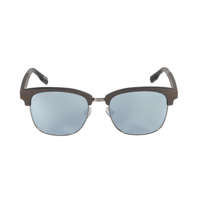 Hughes Mirrored Polarized Sunglasses - Gunmetal / Wood Club Master Style - Johnny Fly | #color_gunmetal