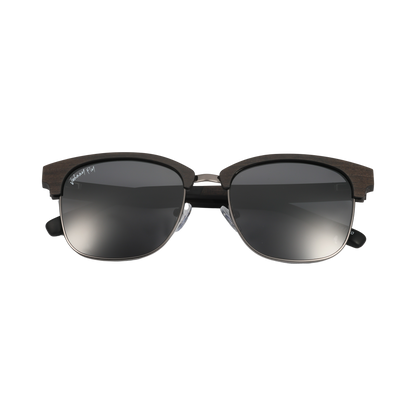 Hughes Polarized Sunglasses - Gunmetal / Wood Club Master Style - Johnny Fly | 