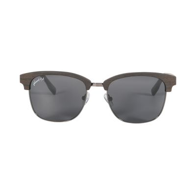 Hughes Polarized Sunglasses - Gunmetal / Wood Club Master Style - Johnny Fly | #color_gunmetal
