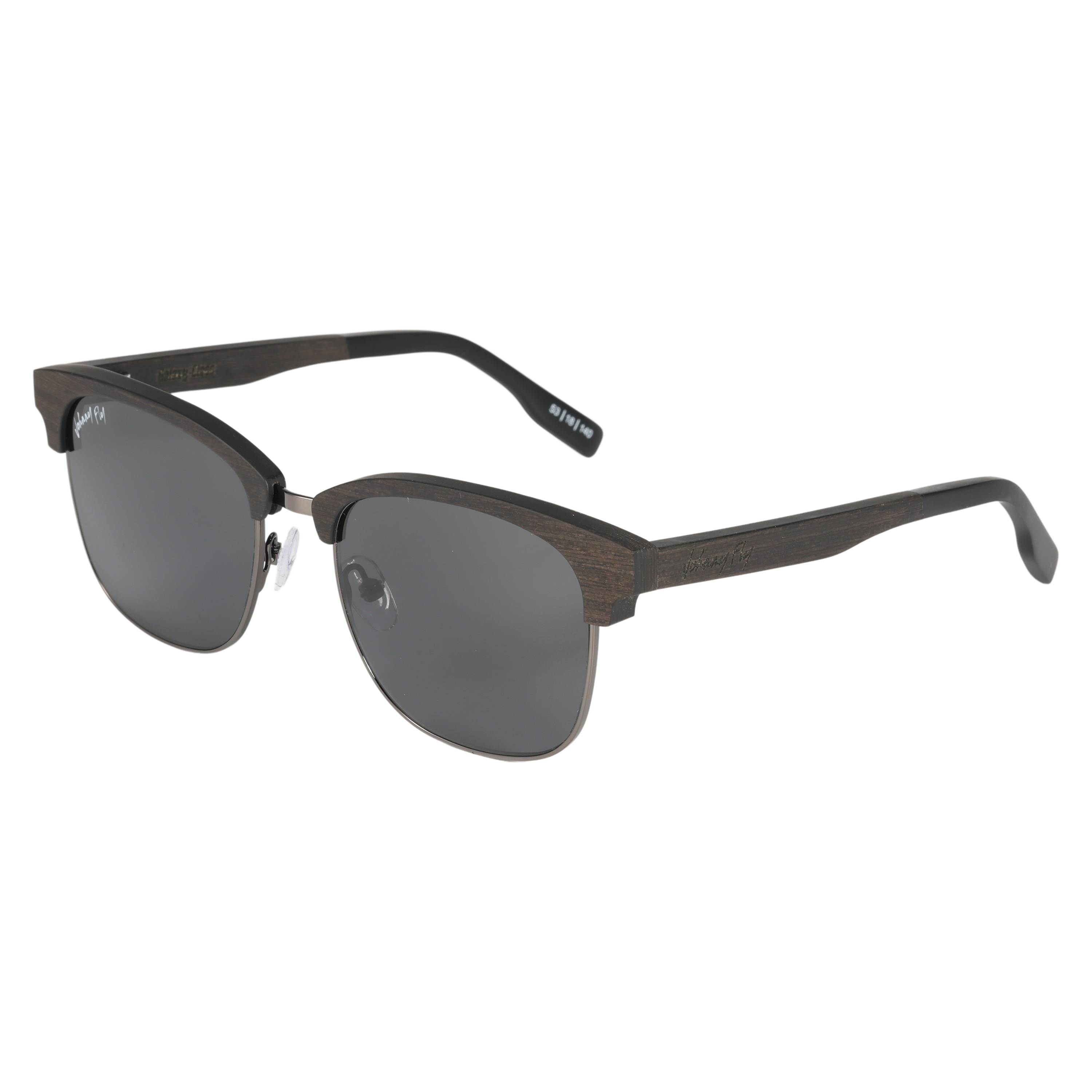 Hughes Polarized Sunglasses - Gunmetal / Wood Club Master Style - Johnny Fly | #color_gunmetal