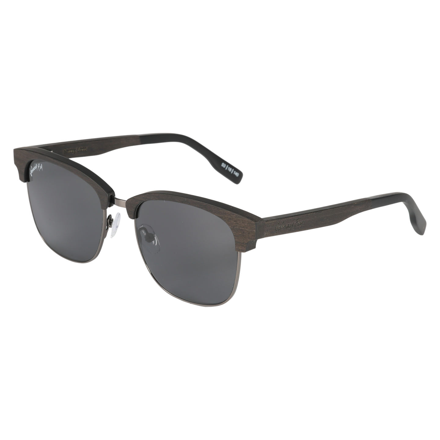 Hughes Polarized Sunglasses - Gunmetal / Wood Club Master Style - Johnny Fly | #color_gunmetal