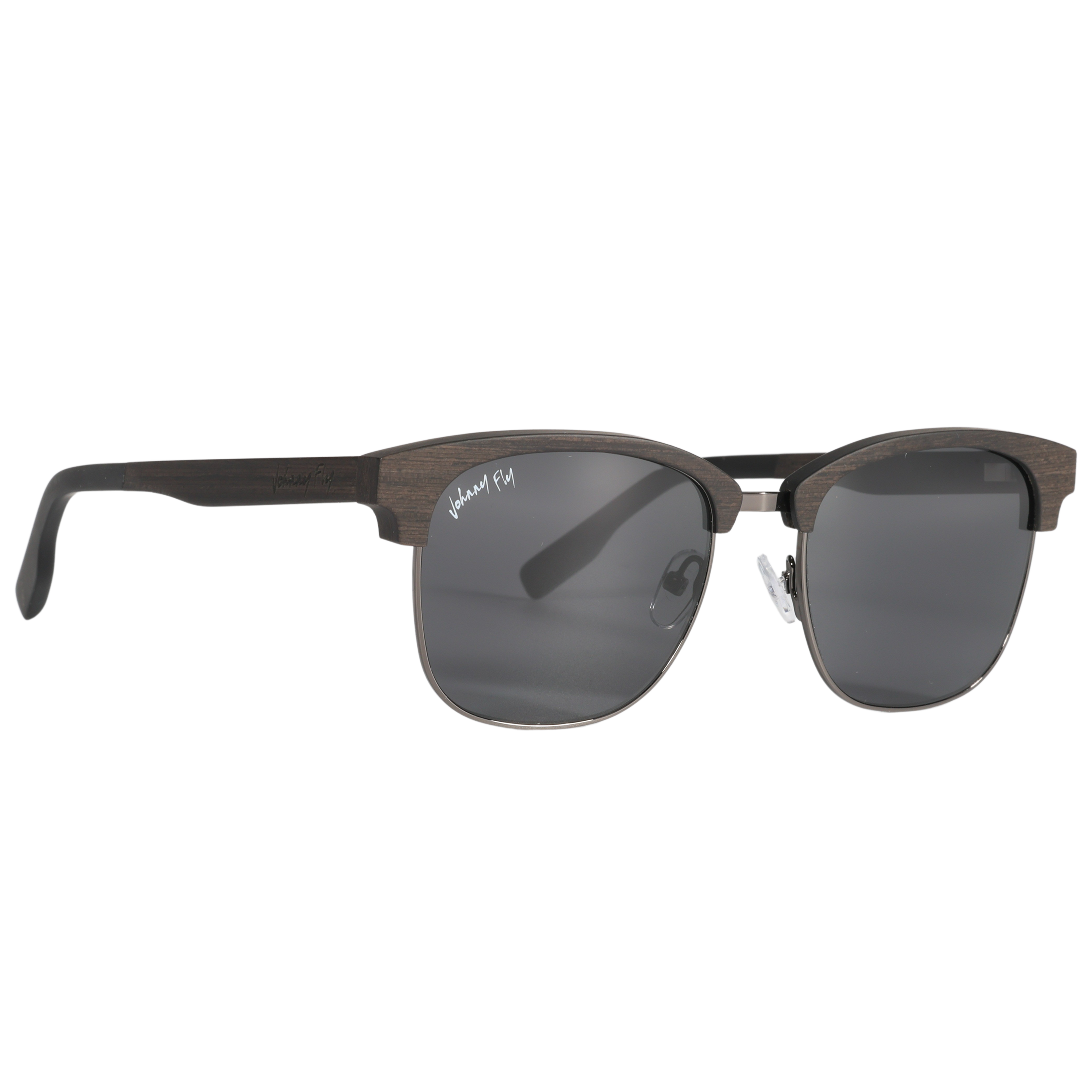 Hughes Polarized Sunglasses - Gunmetal / Wood Club Master Style - Johnny Fly | 