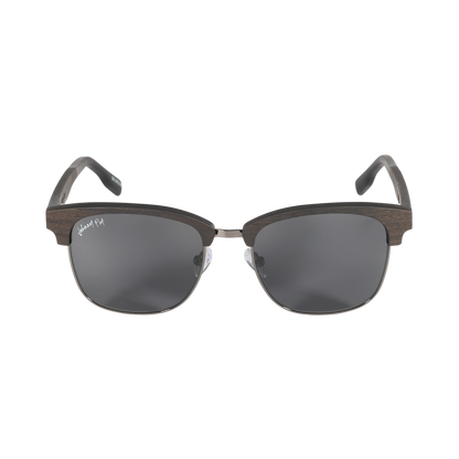 Hughes Polarized Sunglasses - Gunmetal / Wood Club Master Style - Johnny Fly | 