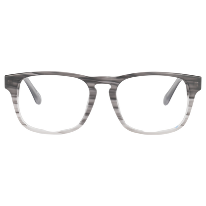 Front view of Johnny Fly "Splinter" sunglasses featuring a minimalistic design with iconic acetate front section, wooden arms, spring hinges, and nylon polarized lenses.