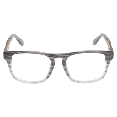 Johnny Fly Splinter Sunglasses with modern minimal design, featuring a sleek acetate front section, wooden arms, spring hinges, and nylon polarized lensing.