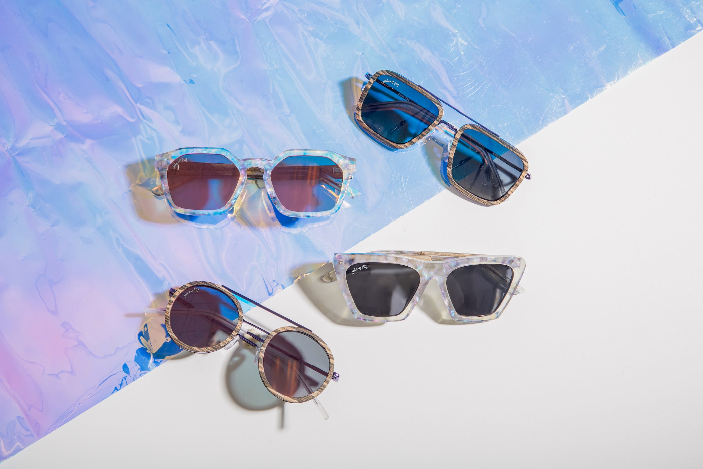Holographic sunglasses polarized johnny fly unicorn periwinkle