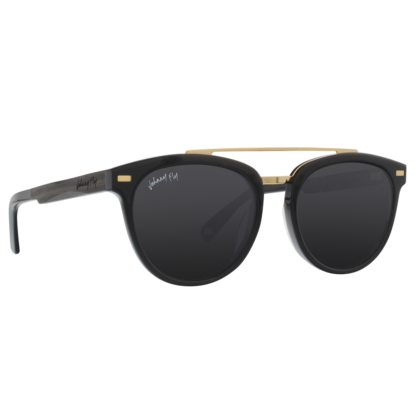 Captain Anniversary Edition Crossbar Aviator Polarized Sunglasses by Johnny Fly | Handcrafted with Acetate and Wood  #color_black-pearl-anniversary-edition
