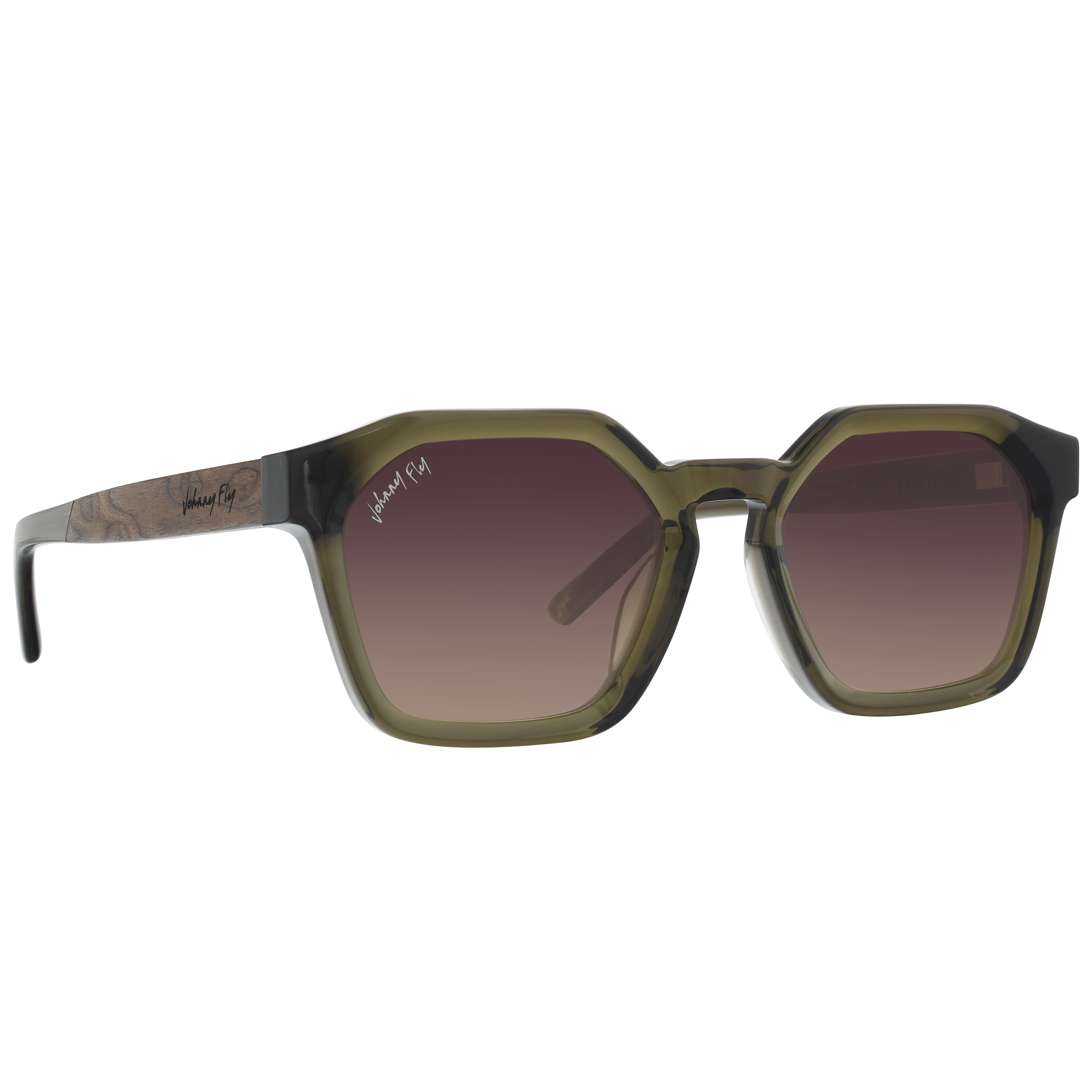 Fortune Polarized Sunglasses by Johnny Fly - Olive || Brown Gradient Polarized 