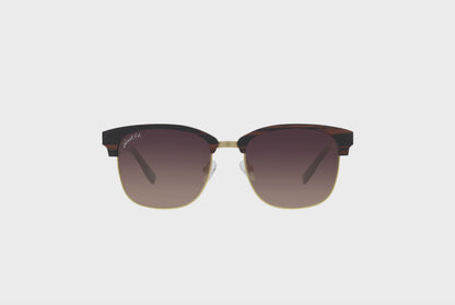 Hughes Polarized Sunglasses - Gold / Wood Club Master Style - Johnny Fly | 