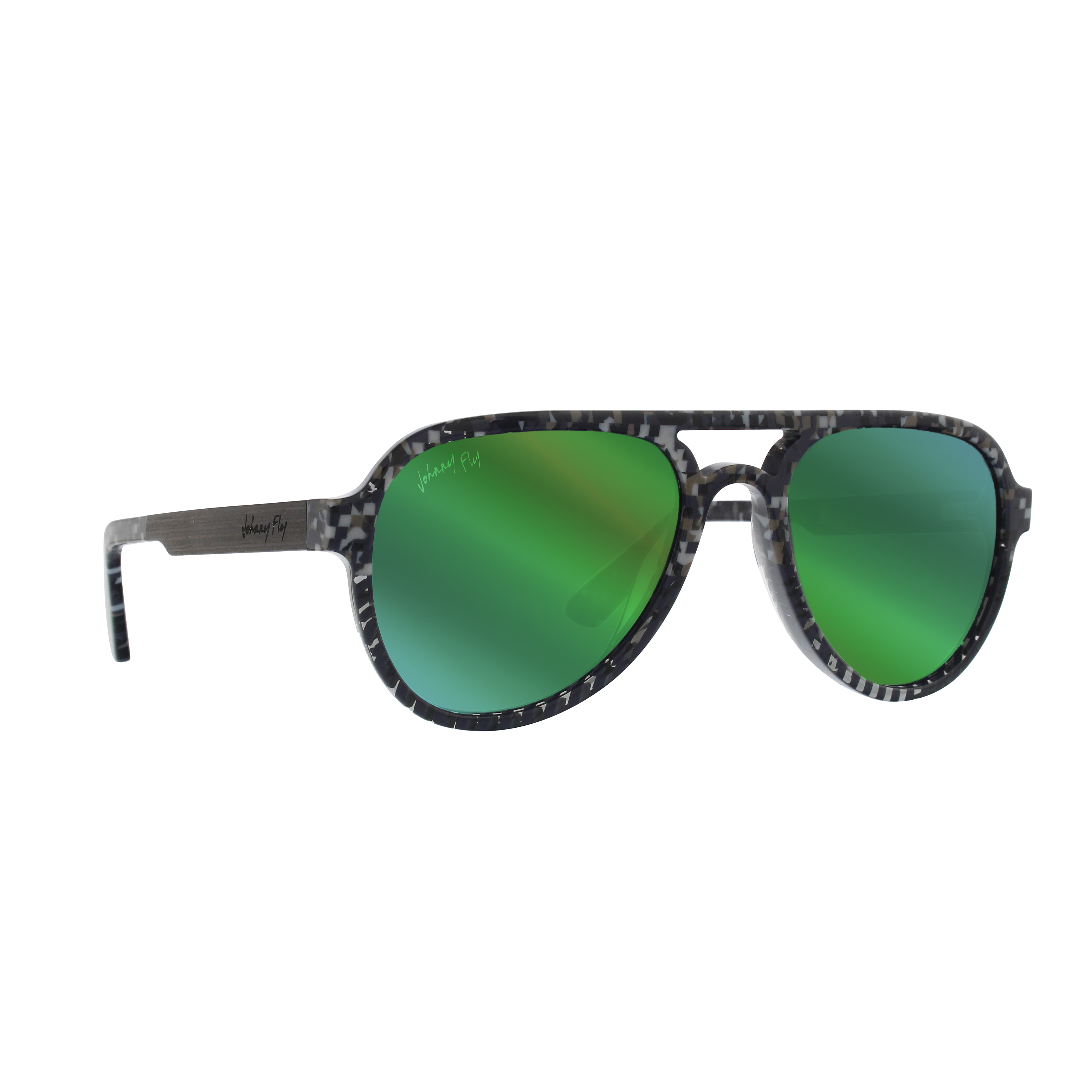 Clear Green Aviator Acetate Sunglasses